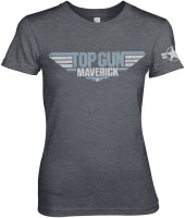 Top Gun Maverick Distressed Logo Girly Tee Damen T-Shirt Dark-Heather Top Gun Maverick Distressed Logo Girly Tee Damen T-Shirt Dark-Heather