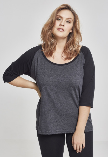 Urban Classics Female Shirt Ladies 3/4 Contrast Raglan Tee Charcoal/Black