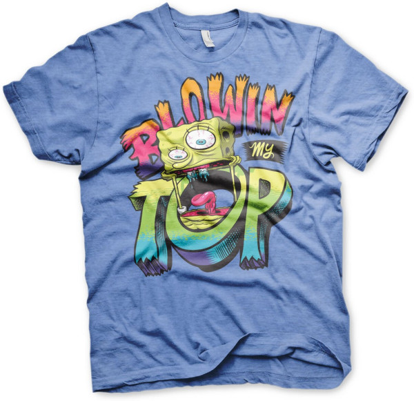 Spongebob Blowin My Top T-Shirt Blue-Heather