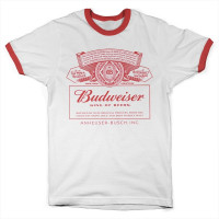 Budweiser Red Logo Ringer Tee T-Shirt White-Red