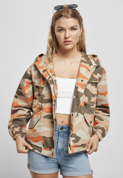 Urban Classics Women Light Jacket Ladies Oversized Camo Parka Jacket Brick Camouflage