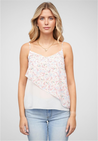 Cloud5ive Damen Chiffon Top 2-lagig V-Neck Blumen Print 22046306