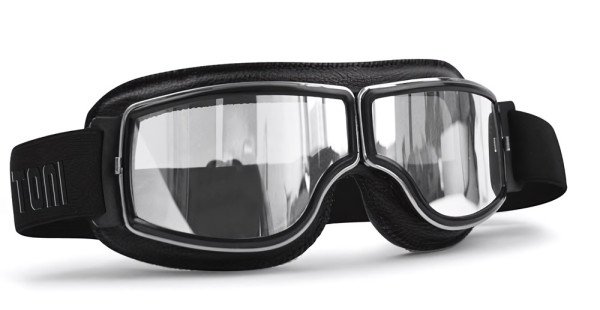Bertoni Brillen Antifog Af188A Schwarz Leder/Klar- Verspiegelt