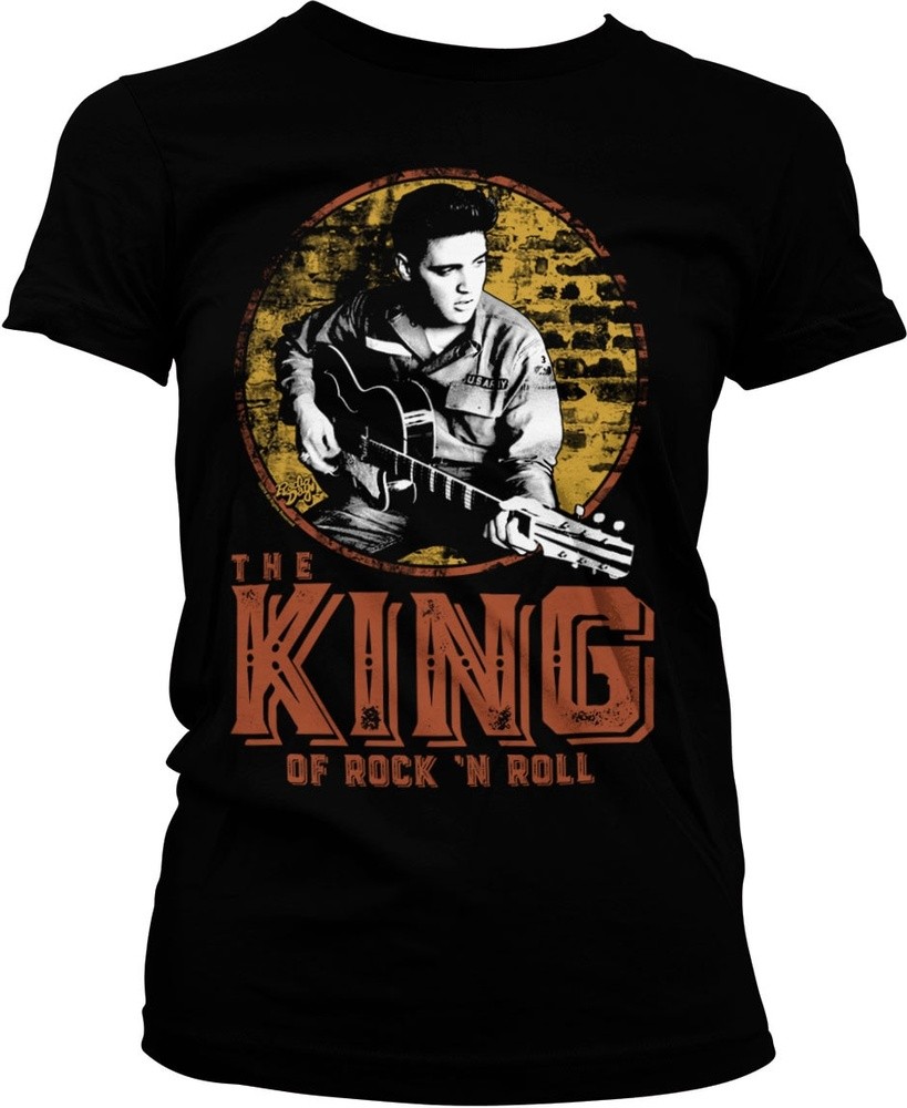 Elvis Presley The King Of Rock n Roll Girly Tee Damen T Shirt Black Female Shirts Musik Fanartikel kustom kult