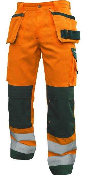 Dassy Warnschutzhose mit Holstertaschen und Kniepolstertaschen Glasgow PESCO74 Neonorange/Flaschengr