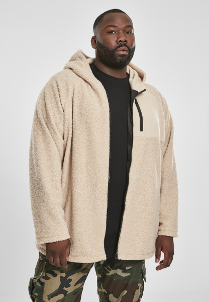 Urban Classics Winter Jacket Hooded Sherpa Zip Jacket Darksand