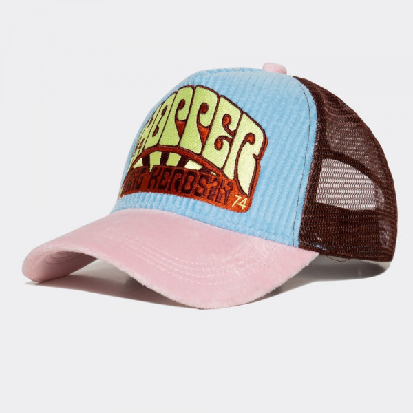 Queen Kerosin Trucker Cap mit Cord-Front 280349 Hellblau