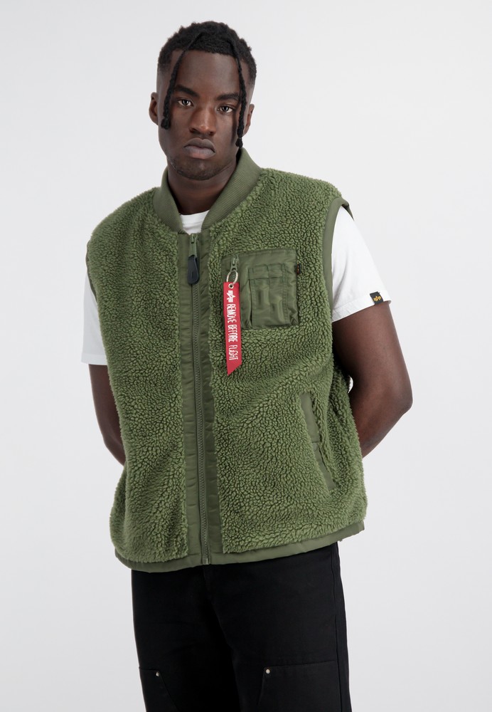 Alpha Industries Weste Teddy Vest Sage-Green | Jackets | Men | Lifestyle