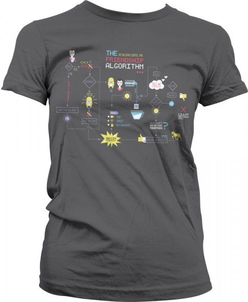 The Big Bang Theory The Friendship Minions Algorithm Girly Tee Damen T-Shirt Dark-Grey