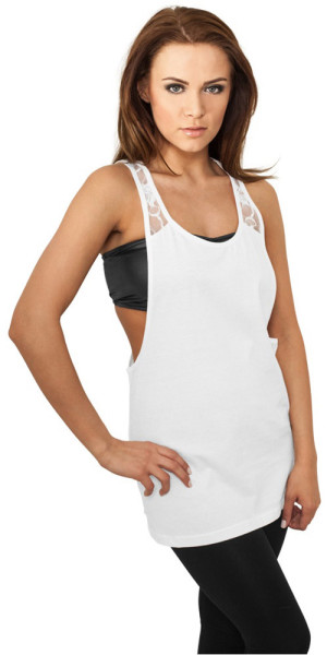 Urban Classics Damen Tanktop Ladies Flower Laces Loose Tank White