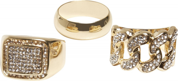 Urban Classics Diamond Ring 3-Pack Gold
