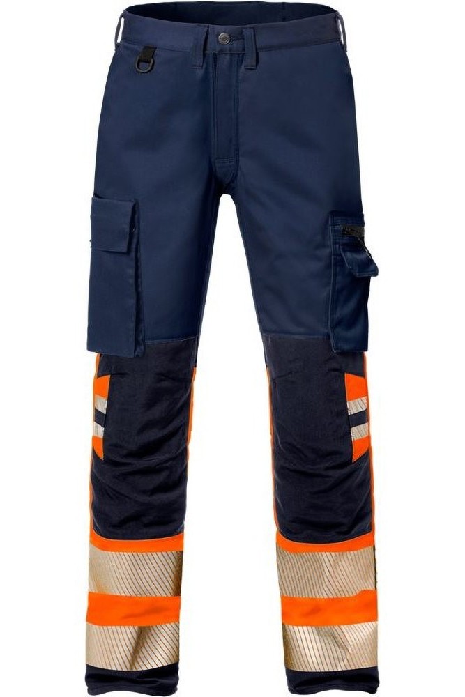 Fristads High Vis Stretch-Hose Kl. 1 2705 PLU Warnschutz-Orange/Marine - Herren / Unisex