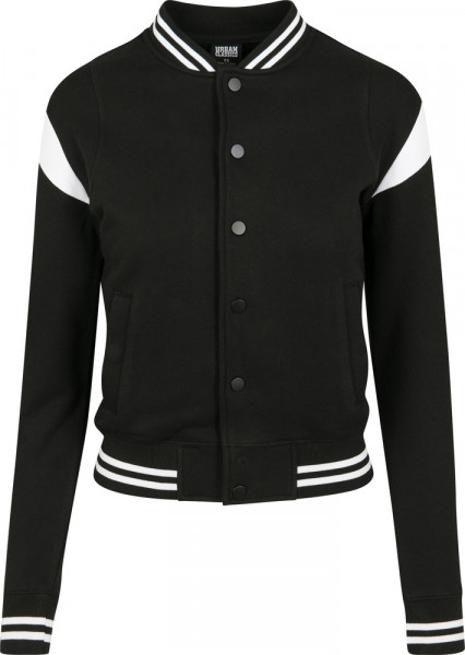 Urban Classics Kinder Jacke Girls Inset College Sweat Jacket Black/White
