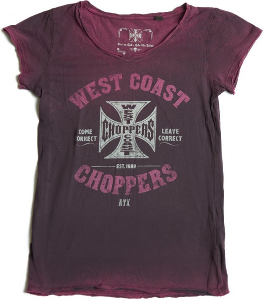 WCC West Coast Choppers Female Shirt Come Correct Tee Retro Stone Purple