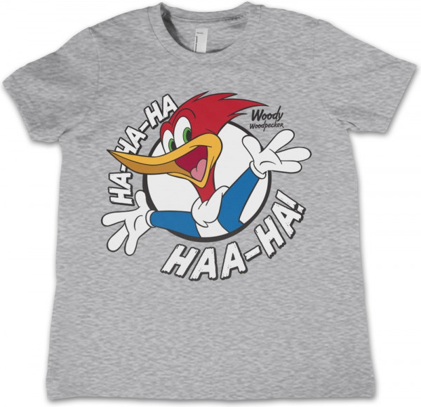 Woody Woodpecker HaHaHa Kids Tee Kinder T-Shirt Heather-Grey