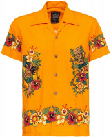 King Kerosin Printhemd kurzarm mit hawaiianischem Motiv KK4200612145 Orange