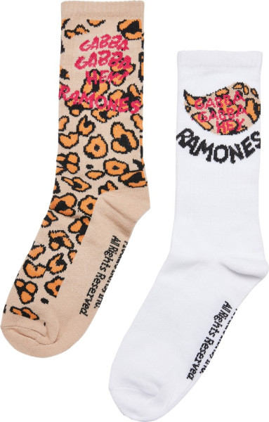 Merchcode Socken Ramones Leo Socks 2-Pack Leo Aop/Offwhite