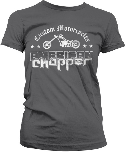 American Chopper Washed Logo Girly Tee Damen T-Shirt Dark-Grey