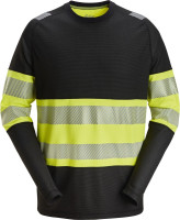 Snickers Warnschutz-Shirt High-Vis langarm T-Shirt, Klasse 1 Schwarz/High-Vis Gelb