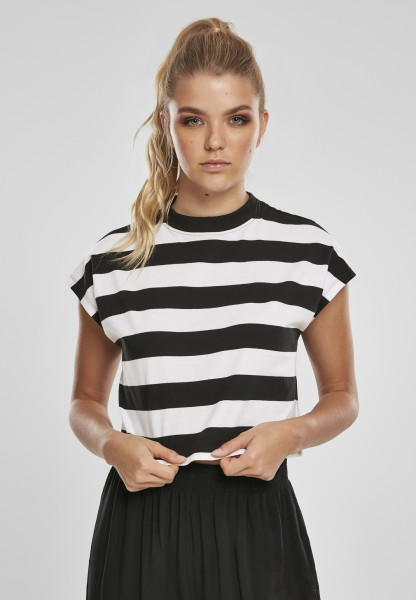 Urban Classics Female Shirt Ladies Stripe Short Tee Black/White