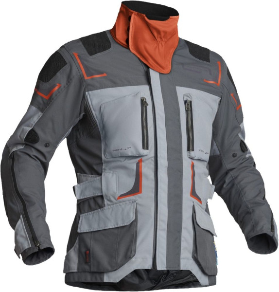 Lindstrands Motorrad Jacke Textile Jacket Myrvik Light Grey/Black/Orange 720-22060198