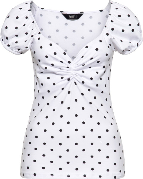 Queen Kerosin T-Shirt mit Polka-Dots QKU21027 Weiß
