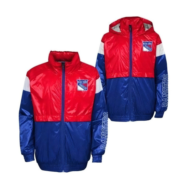 Outerstuff Jungen Sportartikel Kinder Jacke GOAL LINE STANCE FZ WINDBREAKE NEW YORK RANGERS BL 159922