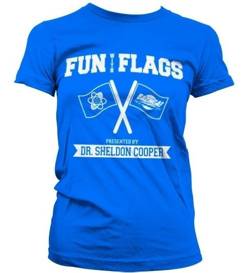 The Big Bang Theory Fun With Flags Girly Tee Damen T-Shirt Blue