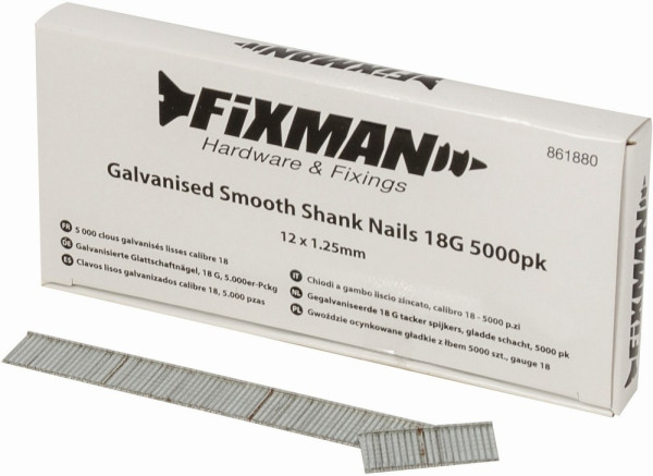 Fixman Schrauben / Nägel Galvanisierte Glattschaftnägel, 18 G, 5.000er-Pckg.