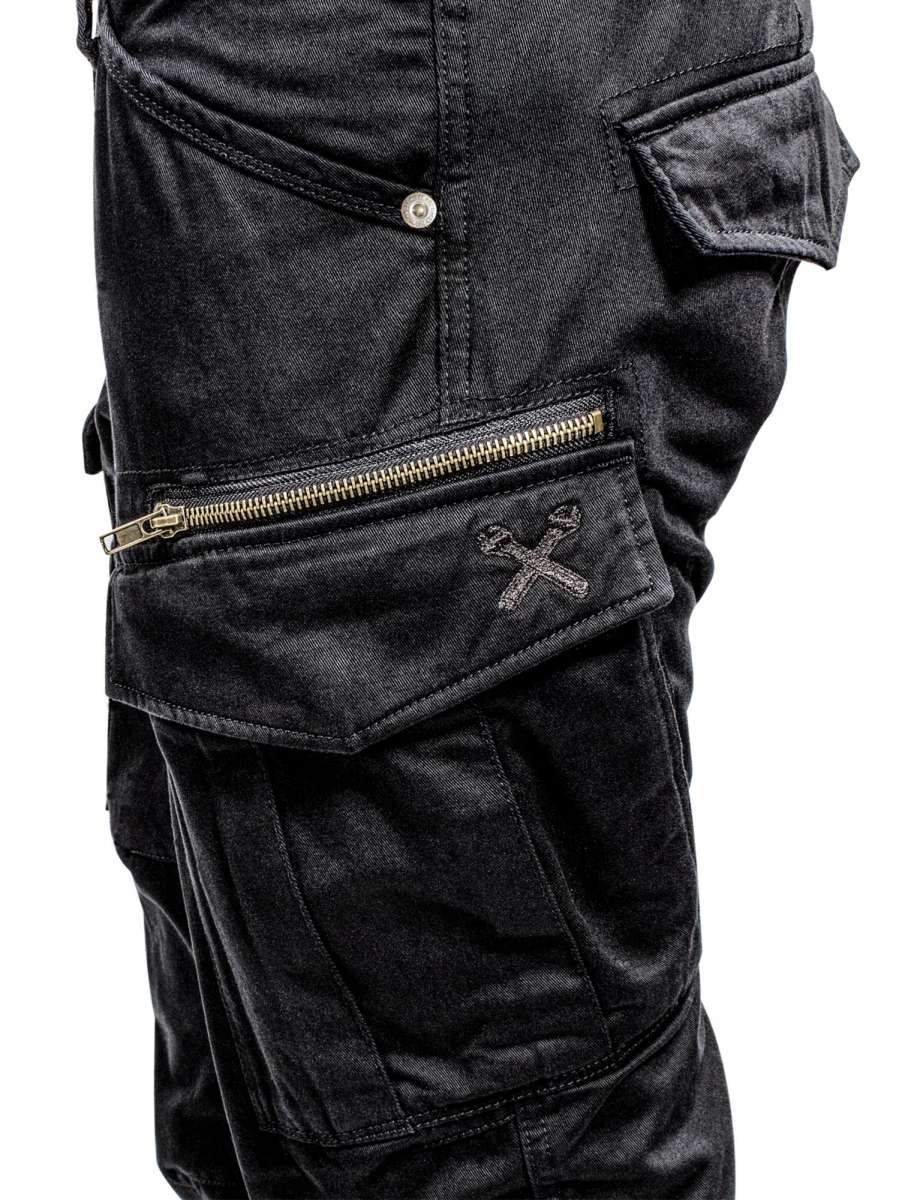 【KOOLOSET】Drock Biker Dyeing Cargo Pants John Doe Stroker Motorrad Hose Black-XTM | Textile | Pants