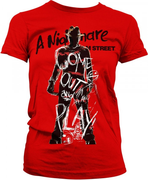 A Nightmare On Elm Street Come Out And Play Girly Tee Damen T-Shirt Red
