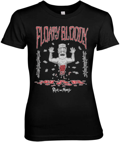 Rick And Morty Floaty Bloody Man Girly Tee Damen T-Shirt Black