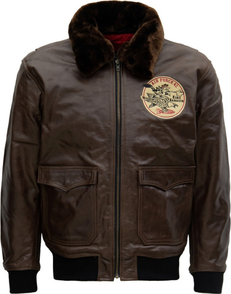 King Kerosin Air Force 42 Leder Aviator Jacke Braun