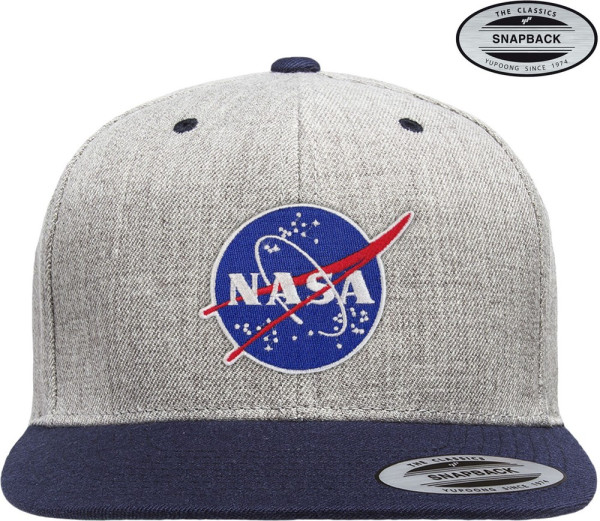 NASA Insignia Premium Snapback Cap Heather-Grey-Navy