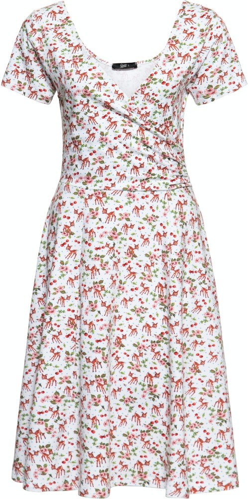 Queen Kerosin Damen Swing Kleid in Wickel-Optik Weiß - Damen