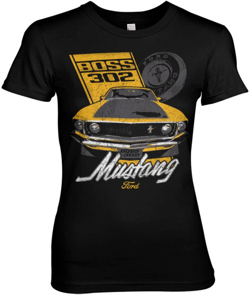 Ford Mustang Boss 302 Girly Tee Damen T-Shirt Black