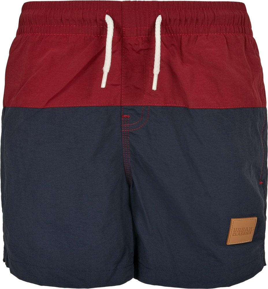 Urban Classics Jungen Boys Block Swim Shorts Blau/Burgundy - Herren / Unisex