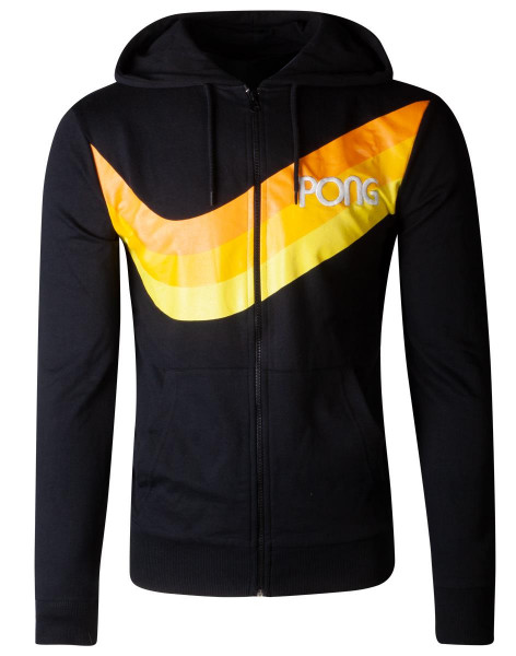 Pong - Wave Stripe Men's Zipper Hoodie Black