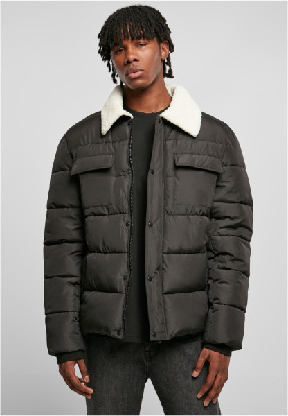 Urban Classics Jacke Sherpa Collar Padded Shirt Jacket Black