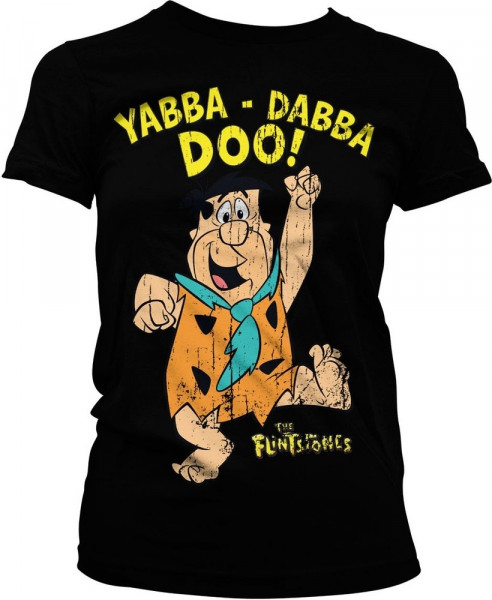 The Flintstones Yabba-Dabba-Doo Girly Tee Damen T-Shirt Black