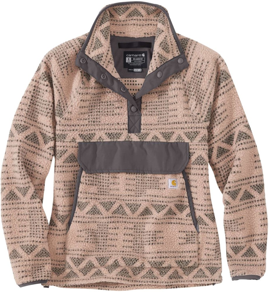 Carhartt Damen Relaxed Fit Fleece Pullover Warm Taupe Geo Aztec