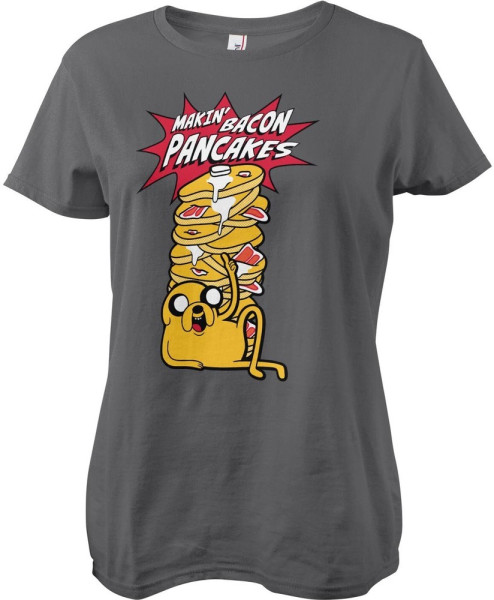 Adventure Time Makin' Bacon Pancakes Girly Tee Damen T-Shirt Darkgrey