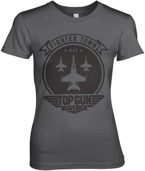 Top Gun Maverick Fighter Town Girly Tee Damen T-Shirt Dark-Grey