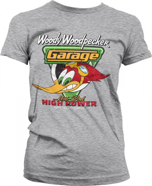 Woody Woodpecker Garage Girly Tee Damen T-Shirt Heather-Grey