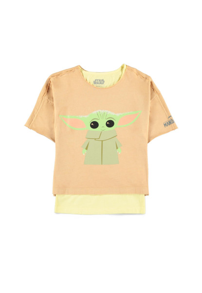 The Mandalorian - The Child Girls Double Sleeved T-Shirt Beige