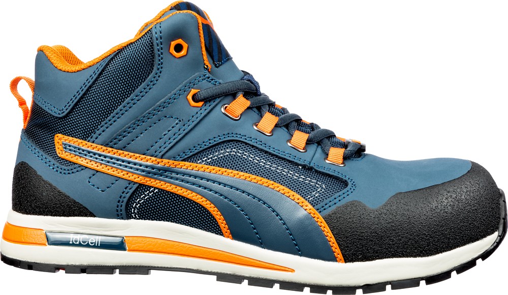 Puma Safety Sicherheitsschuh Crosstwist Mid S3 HRO SRC Blau/Orange - Herren / Unisex