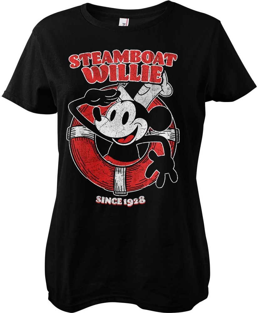 Hybris Damen T-Shirt Steamboat Willie Since 1928 Girly Tee HY-5-SBW002-H61-12 - Damen