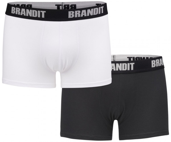 Brandit Boxershorts Logo 2er Pack in White+Black