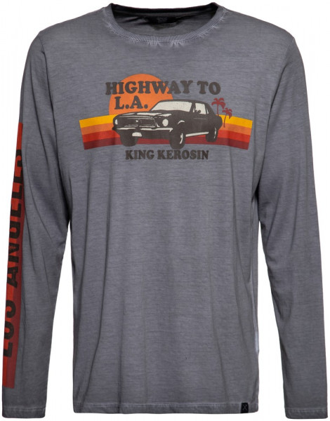 King Kerosin Acidwash Longsleeve KKI12015 Stahlgrau