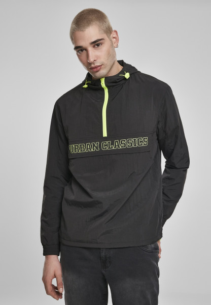 Urban Classics Leichte Jacke Contrast Pull Over Jacket Black/Electriclime